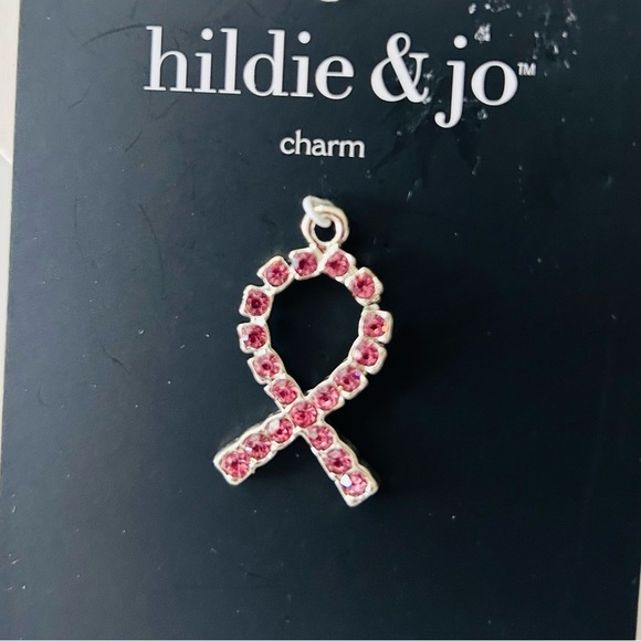 Hildie & Jo Pink Ribbon Fashion Charm Cancer Ribbon Charm & Chain Necklace - Picture 2 of 4